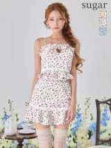 【予約商品/4月上旬発送予定】XSサイズあり【IRMA/イルマ】フラワープリント/ リボン/ レース/ キャミソール/ フリル/ マーメイド/ セットアップ/ ミニドレス/ キャバドレス[OF2A]