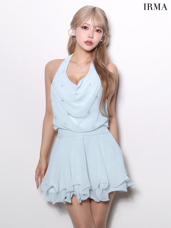 ライトブルー　モデル：如月れい　身長：156cm　着用サイズ：Sサイズ