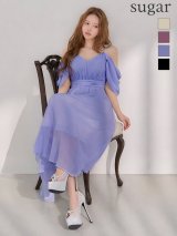 【予約商品/4月下旬発送予定】Lサイズあり【JEAN MACLEAN/ジャンマクレーン】シフォン/ タック/ ワンカラー/ キャミ/ 半袖/ ウエストマーク/ フレア/ ワンピース/ ミディアムドレス/ キャバドレス[OF2A]