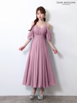 【予約商品/4月下旬発送予定】Lサイズあり【JEAN MACLEAN/ジャンマクレーン】シフォン/ タック/ ワンカラー/ キャミ/ 半袖/ ウエストマーク/ フレア/ ワンピース/ ミディアムドレス/ キャバドレス[OF2A]