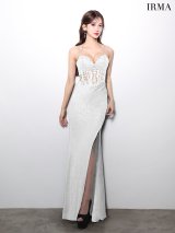 【IRMA/イルマ】マーメイド/ スパンコール/ ラメニット/ キャミソール/ スリット/ シアー/ ロングドレス/ キャバドレス long[OF2A]