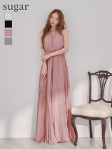 【予約商品/4月下旬発送予定】【JEAN MACLEAN/ジャンマクレーン】シフォン/ ネックビジュー/ ノースリーブ/ バストカット/ プリーツ/ フリル/ フレア/ ロングドレス/ キャバドレス long[OF2A]