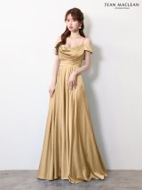 【JEAN MACLEAN/ジャンマクレーン】サテン/ オフショル/ バストドレープ/ キャミ/ ワンカラー/ ワンピース/ ロングドレス/ キャバドレス long[OF2A]