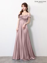 【JEAN MACLEAN/ジャンマクレーン】サテン/ オフショル/ バストドレープ/ キャミ/ ワンカラー/ ワンピース/ ロングドレス/ キャバドレス long[OF2A]