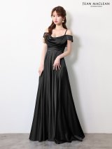 【JEAN MACLEAN/ジャンマクレーン】サテン/ オフショル/ バストドレープ/ キャミ/ ワンカラー/ ワンピース/ ロングドレス/ キャバドレス long[OF2A]