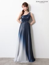 【JEAN MACLEAN/ジャンマクレーン】ビジュー/ 刺繍/ シフォン/ グラデーション/ ワンショルダー/ フレア/ Aライン/ ロングドレス/ キャバドレス long[OF2A]