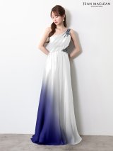 【JEAN MACLEAN/ジャンマクレーン】ビジュー/ 刺繍/ シフォン/ グラデーション/ ワンショルダー/ フレア/ Aライン/ ロングドレス/ キャバドレス long[OF2A]