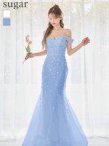 【JEAN MACLEAN/ジャンマクレーン】マーメイド/ スパンコール/ パール/ ビーズ/ 立体フラワー/ オフショル/ ロングドレス/ キャバドレス long[OF2A]