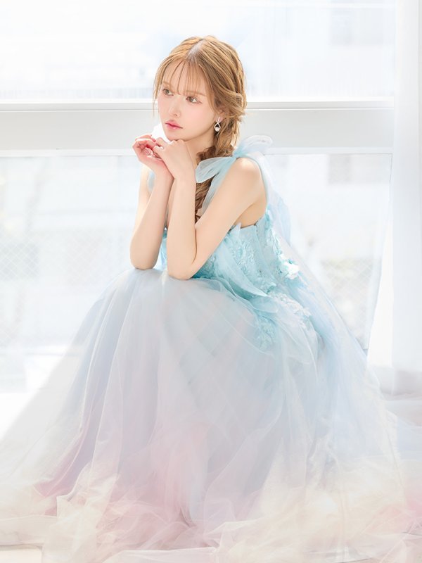 画像4: 【JEAN MACLEAN/ジャンマクレーン】立体フラワー/ 刺繍/ スパンコール/ チュール/ ストール付き/ フレア/ プリンセス/ ロングドレス/ キャバドレス long[OF2A]