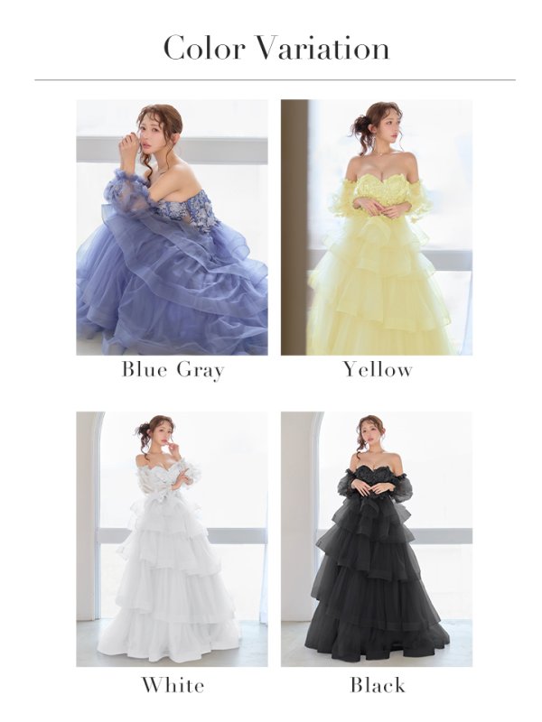 画像26: 【JEAN MACLEAN/ジャンマクレーン】 立体フラワー/ ストール付き/ パフスリーブ/ フリル/ ティアード/ ネット/ レース/ フレア/ プリンセス/ ロングドレス/ キャバドレス long[OF2A]