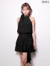 【予約商品/4月下旬発送予定】XSサイズあり【IRMA/イルマ】ブローチ付/ シフォン/ フリルスカート/ 2段フリル/ ティアード/ アメリカンスリーブ/ ノースリーブ/ フレア/ セットアップ/ ミニドレス/ キャバドレス[OF2A]