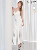 【予約商品/4月下旬発送予定】XSサイズあり【JEAN MACLEAN/ジャンマクレーン】シャイニー/ サテン/ ストレッチ/ ギャザー/ タック/ キャミソール/ マーメイド/ ワンピース/ ミディアムドレス/ キャバドレス[OF2A]