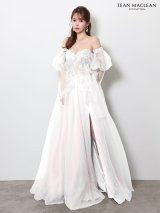 【予約商品/5月下旬発送予定】【JEAN MACLEAN/ジャンマクレーン】ロングスリーブ付き/ チュール/ パフスリーブ/ フラワー刺繍/ スパンコール/ フレア/ プリンセス/ ロングドレス/ キャバドレス long[OF2A]