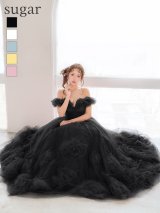 【JEAN MACLEAN/ジャンマクレーン】オフショル/ フリル/ 立体フラワー/ チュール/ オーガンジー/ フレア/ プリンセス/ ロングドレス/ キャバドレス long[OF2A]