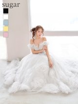 【JEAN MACLEAN/ジャンマクレーン】オフショル/ フリル/ 立体フラワー/ チュール/ オーガンジー/ フレア/ プリンセス/ ロングドレス/ キャバドレス long[OF2A]