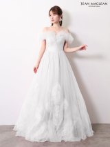 【JEAN MACLEAN/ジャンマクレーン】オフショル/ フリル/ 立体フラワー/ チュール/ オーガンジー/ フレア/ プリンセス/ ロングドレス/ キャバドレス long[OF2A]