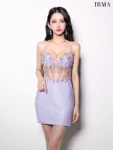 【予約商品/5月下旬発送予定】XSサイズあり【IRMA/イルマ】 ストレッチシャイニーサテン/ ビジュー/ ウエストシアー/ キャミソール/ タイト/ ミニドレス/ キャバドレス[OF2A]