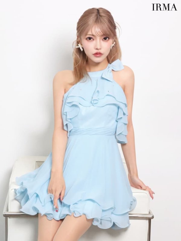 ブルー　モデル：如月れい　身長：156cm　着用サイズ：Sサイズ