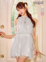 XSサイズあり【IRMA/イルマ】レース/ ネット/ アメスリ/ ノースリーブ/ ハイネック/ バストカット/ フリル/ ミニドレス/ キャバドレス[OF2A]