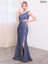 【予約商品/7月下旬発送予定】【IRMA/イルマ】ラメニット/ ウエストタック/ ワンショル/ シアー/ スリット/ タイト/ ロングドレス/ キャバドレス long[OF2A]