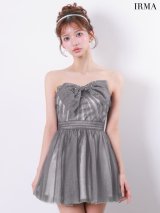 【予約商品/9月下旬発送予定】【IRMA/イルマ】リボン/ ベア/ ビジュー/ タック/ ウエストマーク/ フレア/ ミニドレス/ キャバドレス[OF2A]