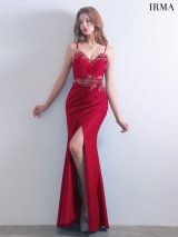 【予約商品/9月下旬発送予定】【IRMA/イルマ】 ストレッチ/ シャイニーサテン/ スパンコール/ キャミソール/ タック/ スピンドル/ スリット/ タイト/ ロングドレス/ キャバドレス long[OF2A]