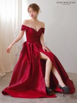 【予約商品/9月下旬発送予定】【JEAN MACLEAN/ジャンマクレーン】2WAY/ ベアトップ/ オフショルダー/ スリット/ スピンドル/ ブライトタフタ/ Aライン/ フレア/ ロングドレス/ キャバドレス long[OF2A]