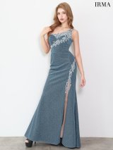 【予約商品/10月下旬発送予定】【IRMA/イルマ】 ラメニット/ ワンショルダー/ 刺繍/ スリット/ スピンドル/ タイト/ ロングドレス/ キャバドレス long[OF2A]