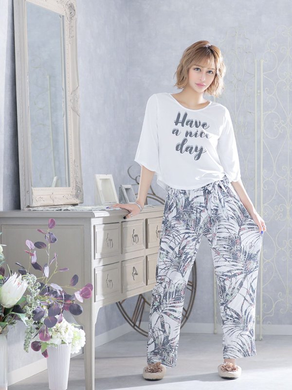 画像3: 【小物SALE】【ルームウェア】フレアースリーブボタニカルセットアップ　”ファッション雑誌SHeコラボ” [HC02]