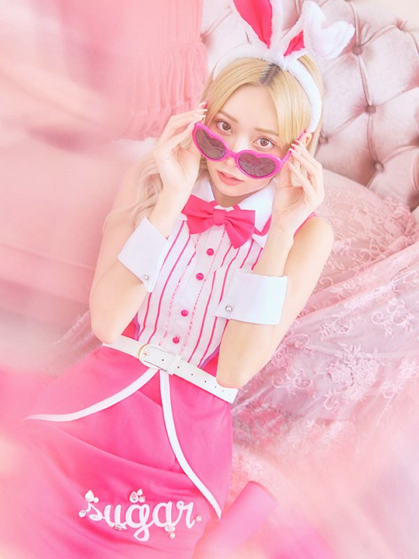 画像1: 【値下げ！】【即日発送】【ハロウィン】ピンクドールバニーコスプレ【コスプレ5点セット】（5722meganeSB）【S-XLサイズ/1カラー】[YMT]