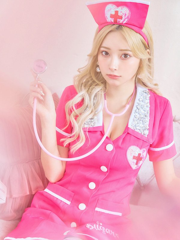 画像1: 【値下げ！】【即日発送】【ハロウィン】ピンクナースコスプレセット【コスプレ2点セット】【S-XLサイズ/1カラー】（CH02）[YMT]