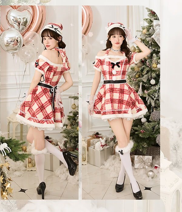 画像5: 【クリスマスコスプレ7点セット】【Malymoon/マリームーン】ホリデーチェックサンタ【フリーサイズ/1カラー】[OF03]