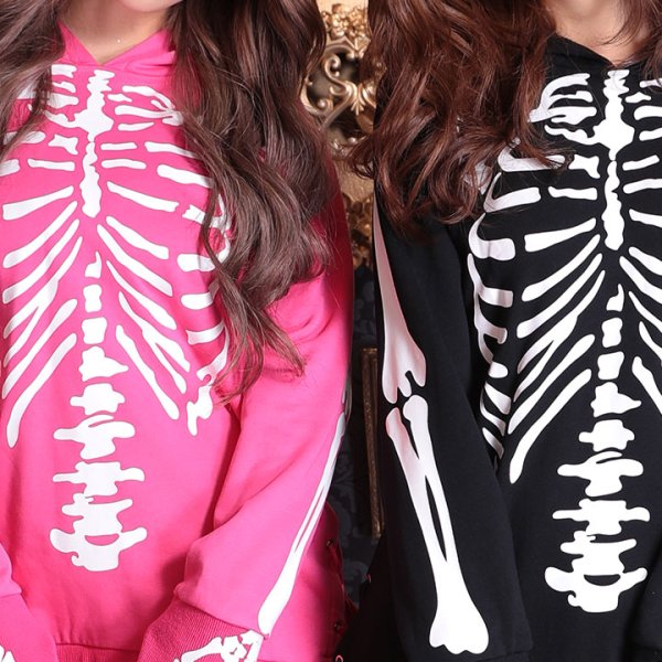 画像6: 【SALE!!】【即日発送】スカルプリントパーカーコスプレ【ハロウィン】【S-XLサイズ/2カラー】(7108sockSB B-W) [OF01]