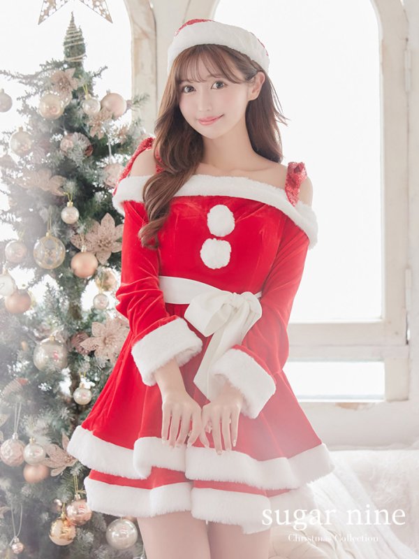 画像17: 【一部予約 / 11月中旬発送予定】【sugar nine サンタコス 4点セット】【XS-XLサイズ/8カラー】グリッターリボン2段フレアサンタコスプレ[YMT]