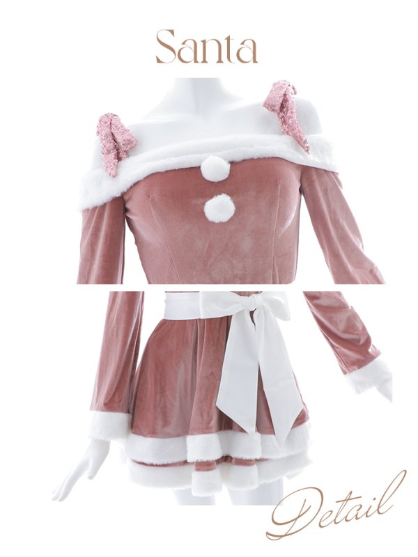 画像28: 【一部予約 / 11月中旬発送予定】【サンタコス 4点セット】【XS-XLサイズ/8カラー】グリッターリボン2段フレアサンタコスプレ[YMT]