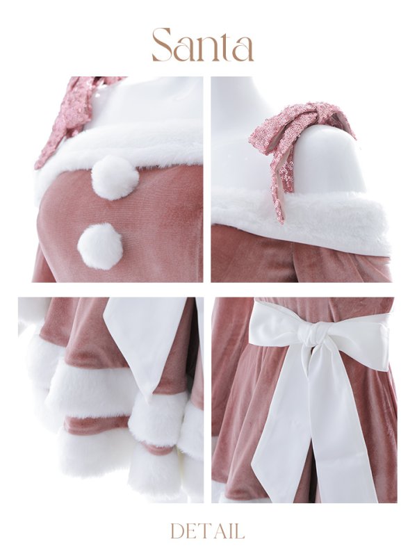 画像29: 【一部予約 / 11月中旬発送予定】【サンタコス 4点セット】【XS-XLサイズ/8カラー】グリッターリボン2段フレアサンタコスプレ[YMT]