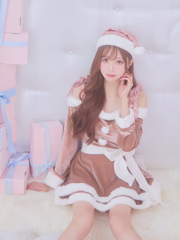 画像20: 【一部予約 / 11月中旬発送予定】【サンタコス 4点セット】【XS-XLサイズ/8カラー】グリッターリボン2段フレアサンタコスプレ[YMT]