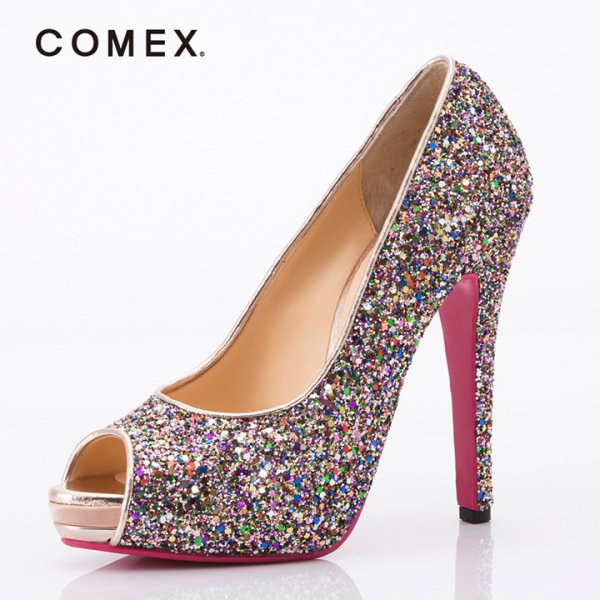 画像3: 【COMEX 日本製】3カラー☆グリッターラメオープントゥパンプス13cmヒール[OF02]