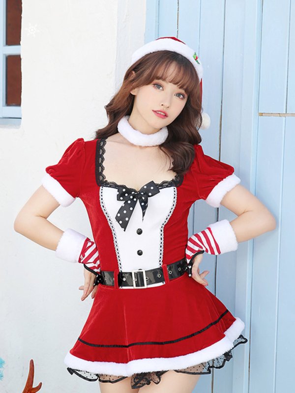 画像1: 【即日発送】【クリスマスコスプレ5点セット】【Malymoon/マリームーン】クラシカルサンタコスプレ【フリーサイズ/1カラー】[YMT]