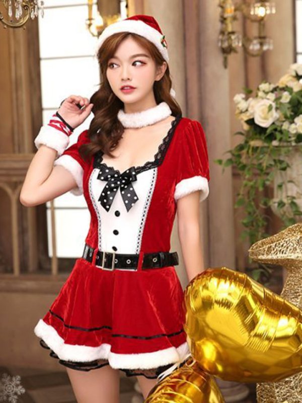 画像1: 【即日発送】【クリスマスコスプレ5点セット】【Malymoon/マリームーン】クラシカルサンタコスプレ【フリーサイズ/1カラー】[YMT]
