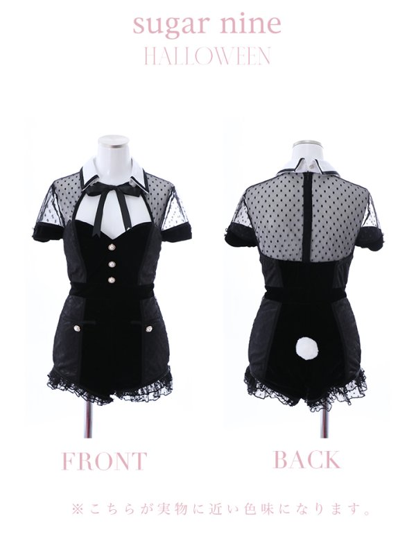 画像12: 【即日発送】ブラックドットレースバニーコスプレ【sugar nineハロウィン5点セット】【XS-Lサイズ/1カラー】[OF01]