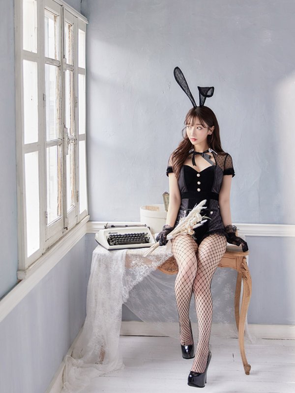 画像9: 【即日発送】ブラックドットレースバニーコスプレ【sugar nineハロウィン5点セット】【XS-Lサイズ/1カラー】[OF01]