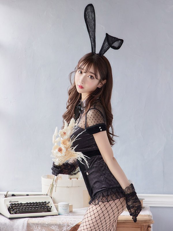 画像11: 【即日発送】ブラックドットレースバニーコスプレ【sugar nineハロウィン5点セット】【XS-Lサイズ/1カラー】[OF01]