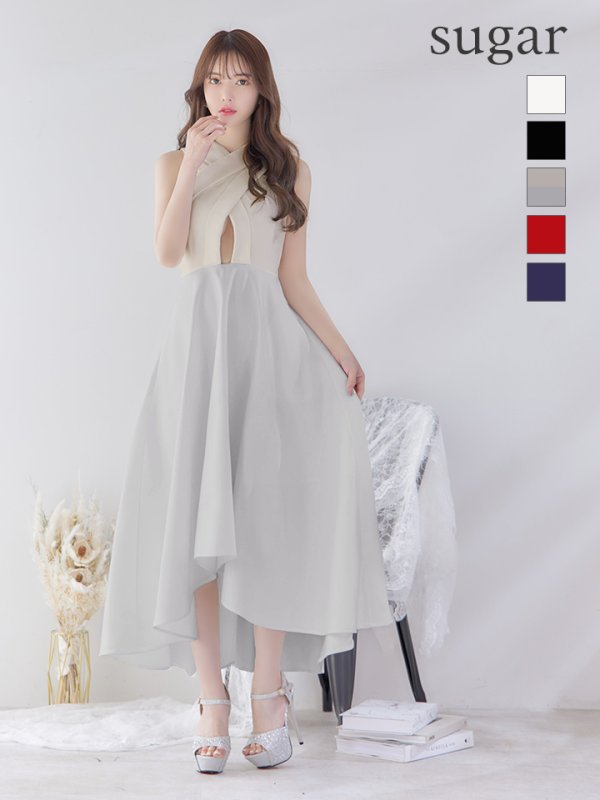 画像1: XS-Lサイズあり【Jessica/ジェシカ】ワンカラー/ バンテージ/ テールカット/ Aライン/ ワンピース/ マキシ丈/ キャバドレス【HC03】