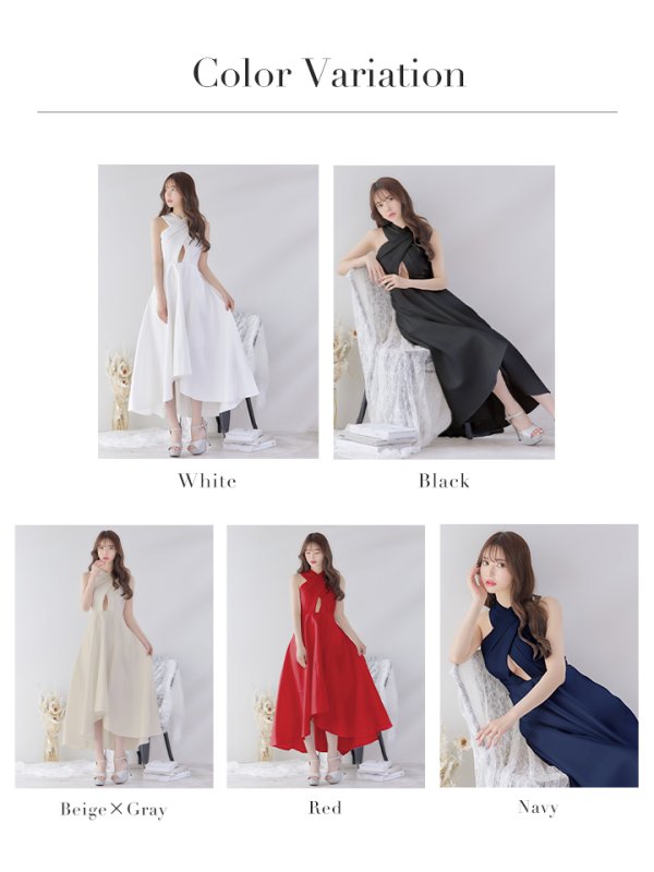 画像16: XS-Lサイズあり【Jessica/ジェシカ】ワンカラー/ バンテージ/ テールカット/ Aライン/ ワンピース/ マキシ丈/ キャバドレス【HC03】