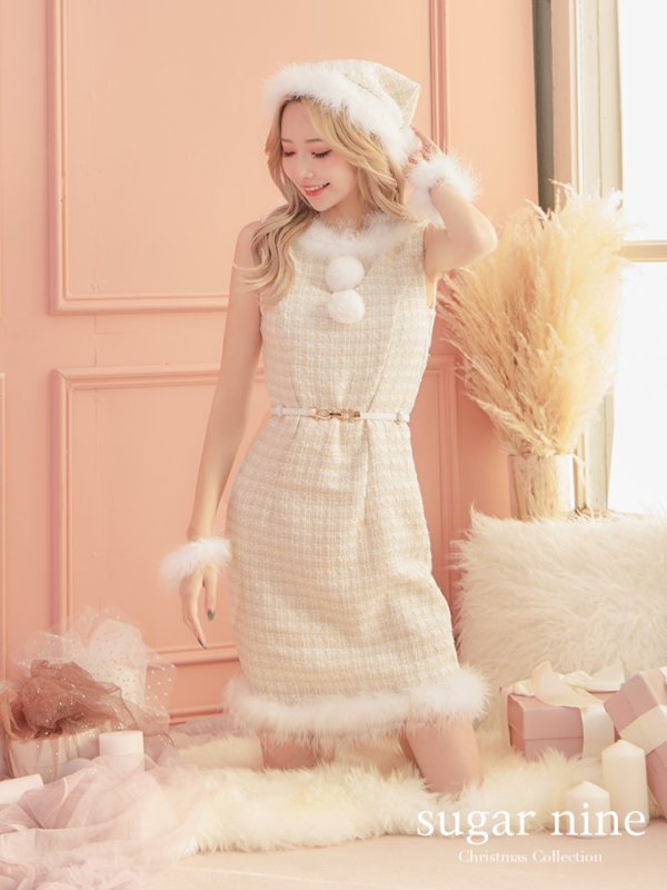 画像12: SALE!ミディアム丈/ ツイード/ ワンピースタイトサンタ【sugar nine サンタコス 5点セット】【XS-XLサイズ/3カラー】[YMT]