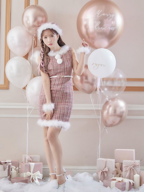 画像23: SALE!ミディアム丈/ ツイード/ ワンピースタイトサンタ【sugar nine サンタコス 5点セット】【XS-XLサイズ/3カラー】[YMT]