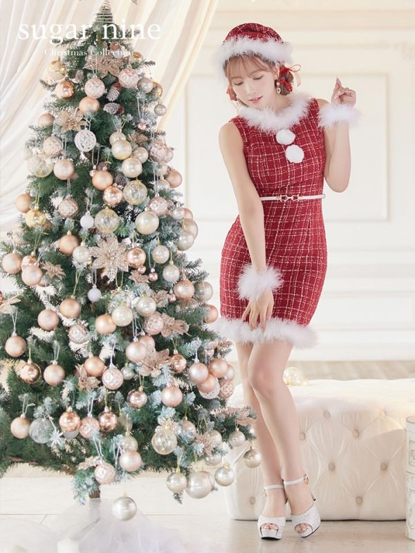 画像13: SALE!ミディアム丈/ ツイード/ ワンピースタイトサンタ【sugar nine サンタコス 5点セット】【XS-XLサイズ/3カラー】[YMT]