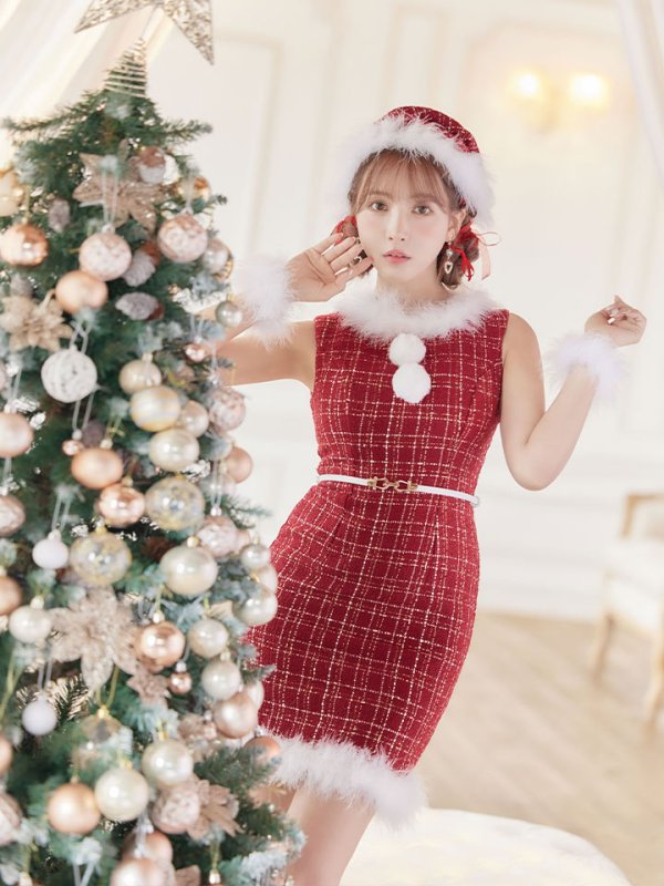 画像7: SALE!ミディアム丈/ ツイード/ ワンピースタイトサンタ【sugar nine サンタコス 5点セット】【XS-XLサイズ/3カラー】[YMT]