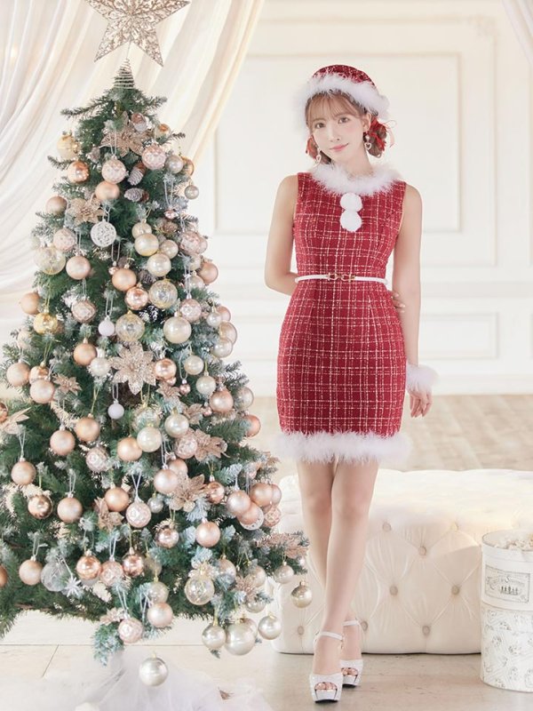 画像9: SALE!ミディアム丈/ ツイード/ ワンピースタイトサンタ【sugar nine サンタコス 5点セット】【XS-XLサイズ/3カラー】[YMT]